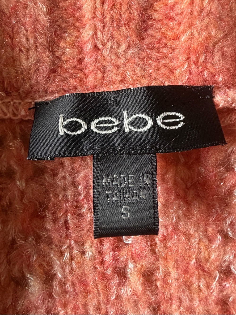 Y2K bebe Coral Shrug Bolero Cardigan Shawl Collar Pointelle Knit Fuzzy Cropped - Picture 6 of 7